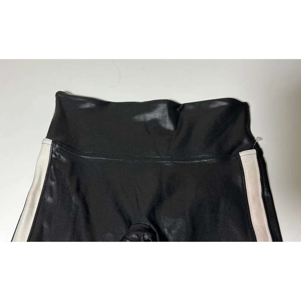 Spanx Tuxedo Stripe Faux Leather Leggings S/P